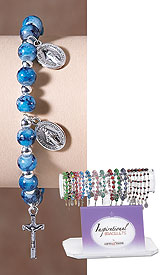 Light Blue Marble Bead Rosary Bracelet