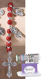 Red Marble Bead Rosary Bracelet