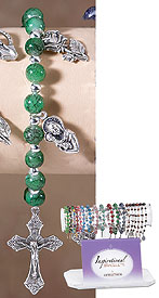 Dark Green Marble Bead Rosary Bracelet